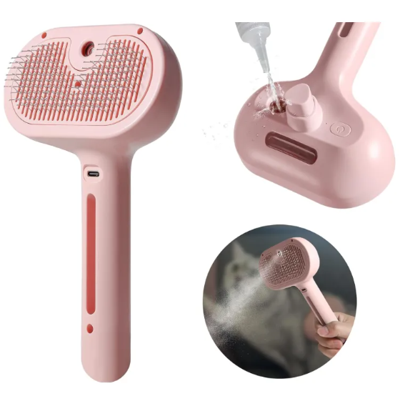 Steam Pet Grooming Brush for Shedding - Silicone Bristles & USB-C