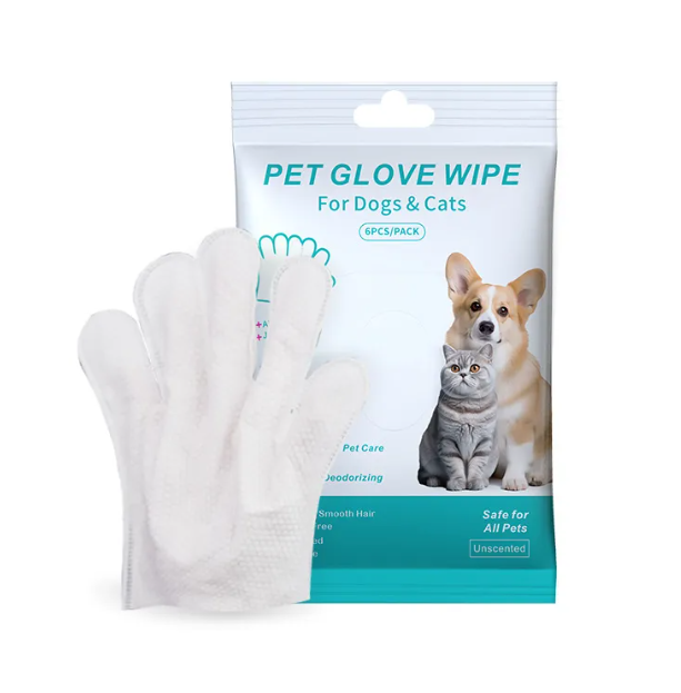 Disposable Pet Grooming Glove Wipes - 5-Finger Textured Design