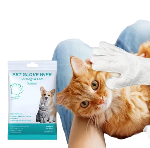 Disposable Pet Grooming Glove Wipes - 5-Finger Textured Design