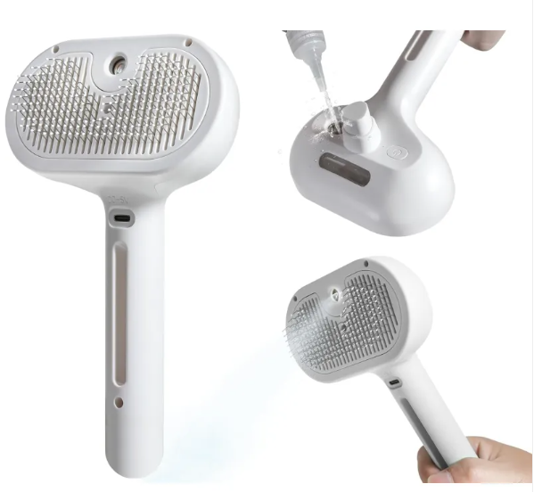 Steam Pet Grooming Brush for Shedding - Silicone Bristles & USB-C