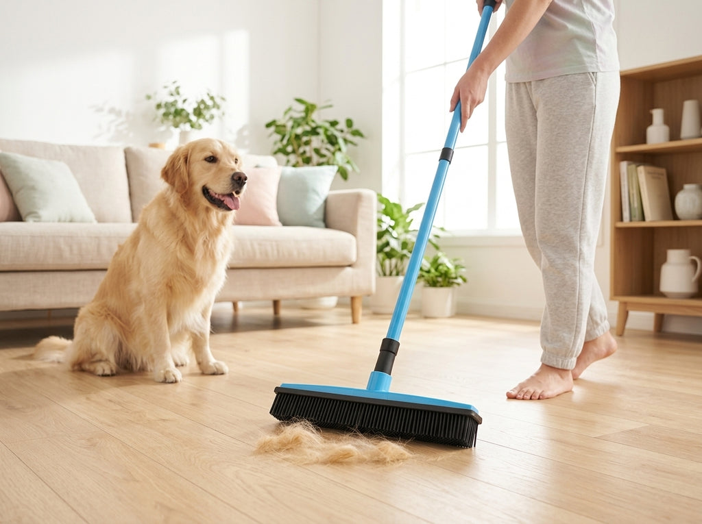 Pet Hair Removal Broom — Lifestyle - Pet With Owner | Generated by Modelize